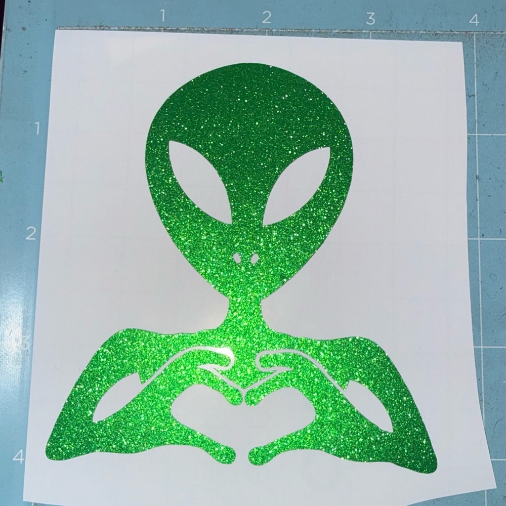Green Glitter Alien Decal
